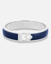 Montblanc Bracciale Rigido In Acciaio Logo Montblanc M E Pelle Blu - Bracciali Rigidi - Blu Blu