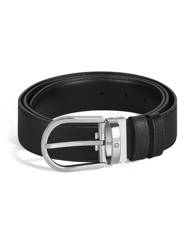 Montblanc Cintura Reversibile Horseshoe mm in Pelle Sartorial - Nero - Pellame - MB222383 - Cinture Nero