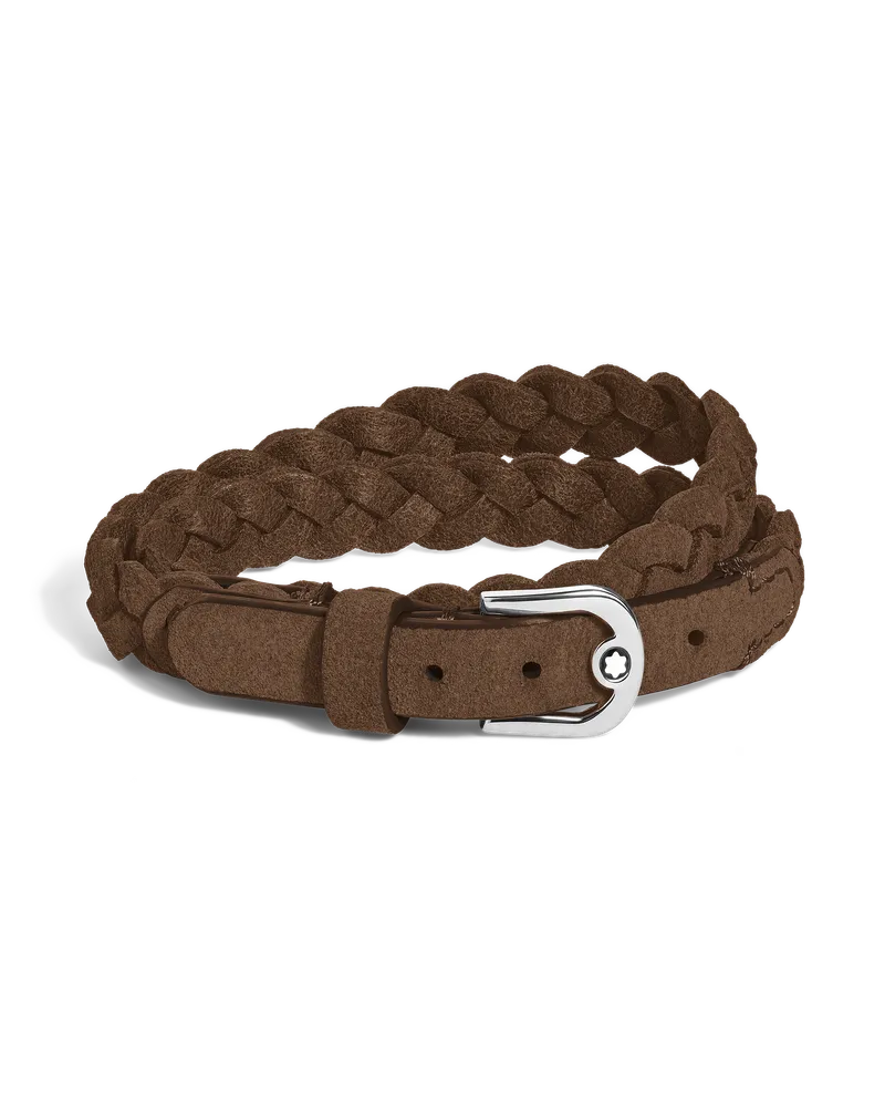 Montblanc Bracciale Regolabile Horseshoe in Suede - Marrone - Pellame - MB137691 - Bracciali Marrone