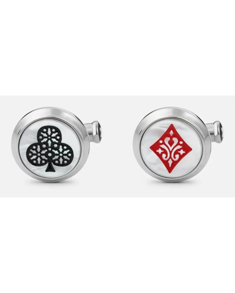 Montblanc Gemelli Meisterstück Omaggio Al Libro “il Giro Del Mondo In 80 Giorni” Asso Di Spade E Asso Di Quadri - Gemelli - Argento Argento
