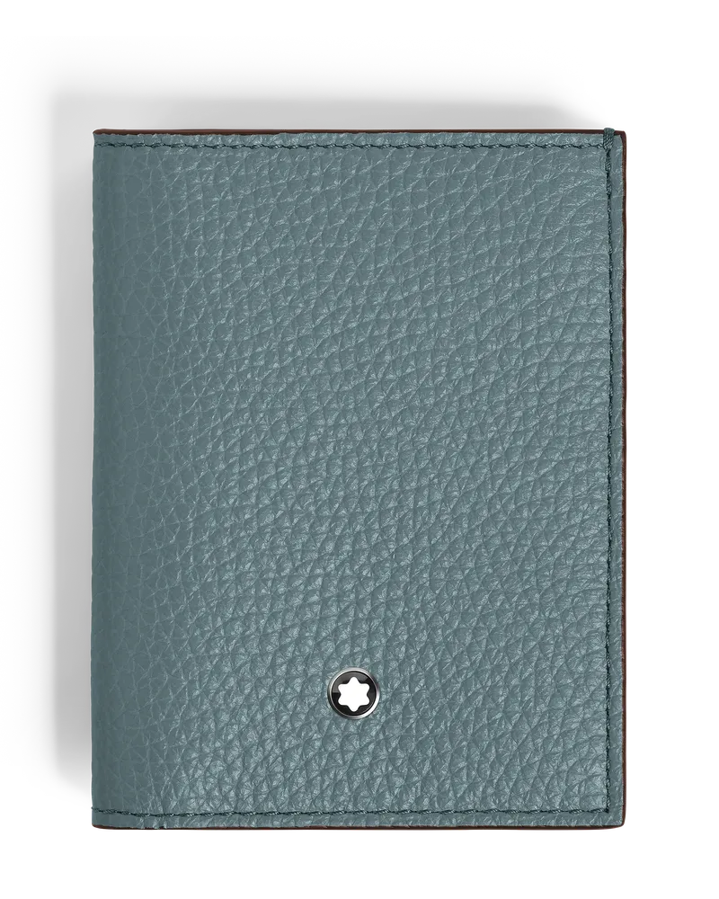 Montblanc Portafoglio Mini 4 Tasche in Pelle con Grana - Blu ghiaccio - Pellame - MB222997 - Portafogli Blu