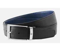 Cintura Reversibile In Pelle Nera/blu 35 Mm - Cinture - Nero / Blu