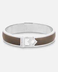 Montblanc Bracciale Rigido In Acciaio Logo Montblanc M In Pelle Mastice - Bracciali Rigidi - Marrone Marrone