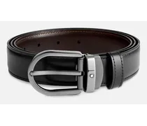 Cintura Reversibile In Pelle Nera/marrone 30 Mm Con Fibbia A Ferro Di Cavallo - Cinture - Nero / Marrone