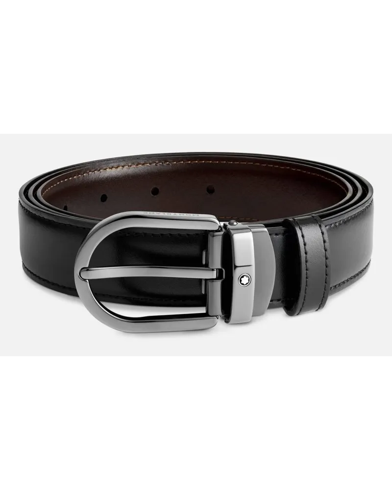Montblanc Cintura Reversibile In Pelle Nera/marrone 30 Mm Con Fibbia A Ferro Di Cavallo - Cinture - Nero / Marrone Nero