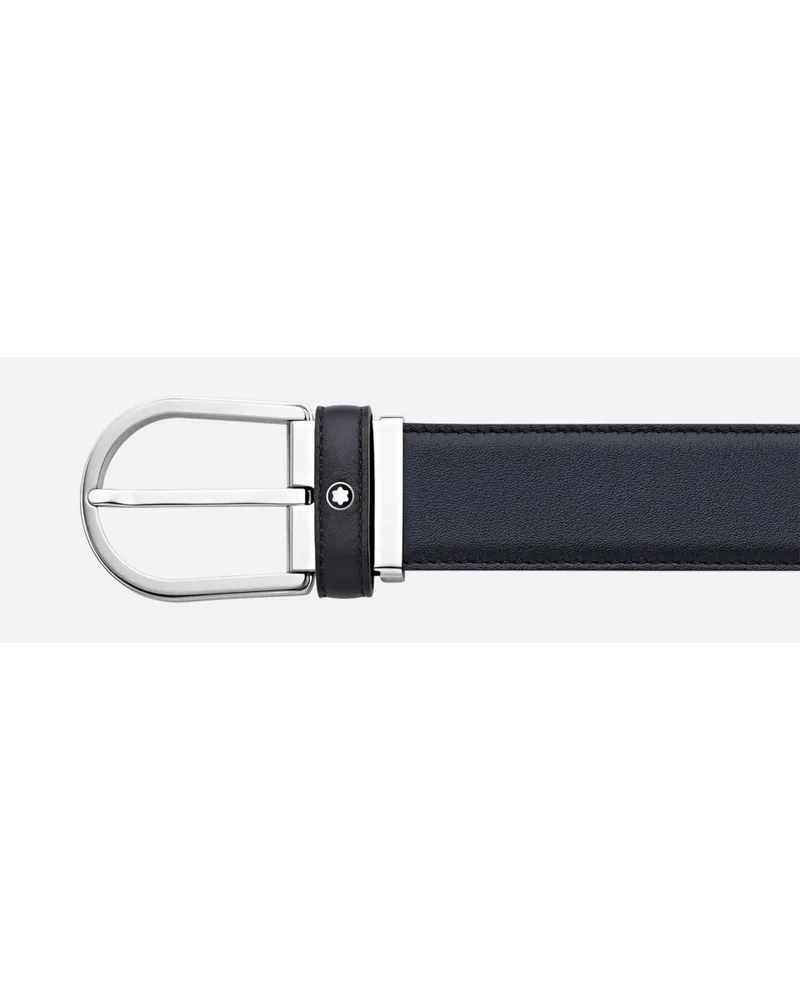 Montblanc Cintura In Pelle Blu 35 Mm Con Fibbia A Ferro Di Cavallo - Cinture - Blu Blu