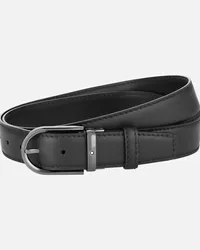 Montblanc Cintura In Pelle Nera 35 Mm Con Fibbia A Ferro Di Cavallo - Cinture - Nero Nero