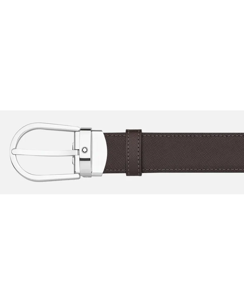 Montblanc Cintura Reversibile In Pelle Nera/marrone 30 Mm Con Fibbia A Ferro Di Cavallo - Cinture - Nero / Marrone Nero