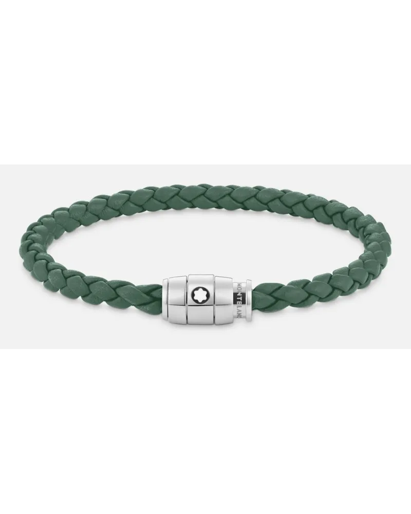 Montblanc Bracciale In Acciaio A 3 Anelli Della Collezione Meisterstück In Pelle Peltro - Bracciali - Verde Verde