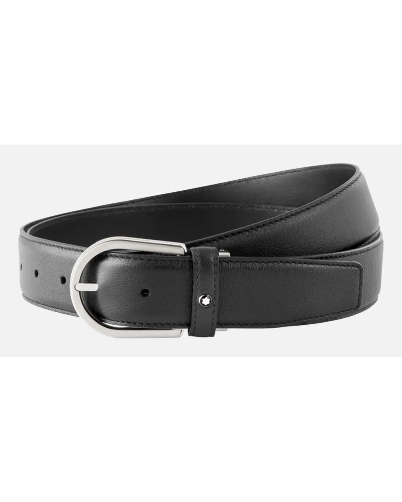 Montblanc Cintura In Pelle Grigia 35 Mm Con Fibbia A Ferro Di Cavallo - Cinture - Grigio Grigio