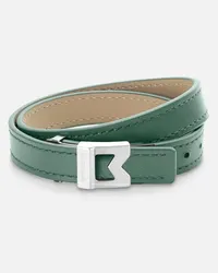 Montblanc Bracciale Logo M In Pelle Peltro. Misura Regolabile - Bracciali - Verde Verde