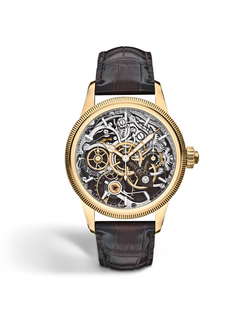 Montblanc Minerva The Unveiled Chronograph Edizione Limitata - 30 Esemplari - Marrone - Oro giallo - MB136352 - Orologio Marrone