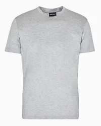 Giorgio Armani OFFICIAL STORE T-shirt In Jersey Rasato Di Misto Seta E Cotone Grigio