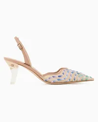 Giorgio Armani OFFICIAL STORE Slingback In Rete Con Ricamo In Nappa Sfumata Multicolor