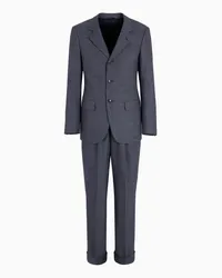 Giorgio Armani OFFICIAL STORE Abito Linea Royal Monopetto In Lana Vergine E Cashmere Effetto Denim Blu