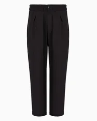 Giorgio Armani OFFICIAL STORE Pantaloni A Una Pince In Tela Di Lyocell E Seta Asv Nero