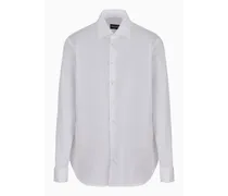 Giorgio Armani OFFICIAL STORE Camicia Regular Fit In Cotone Effetto Shiny Bianco