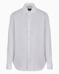 Giorgio Armani OFFICIAL STORE Camicia Regular Fit In Cotone Effetto Shiny Bianco