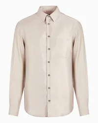 Giorgio Armani OFFICIAL STORE Camicia Slim Fit In Twill Di Seta Beige