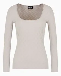 Giorgio Armani OFFICIAL STORE Maglia Girocollo In Jersey Di Viscosa E Cashmere Jacquard Asv Bianco