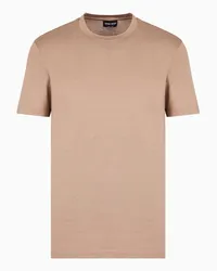 Giorgio Armani OFFICIAL STORE T-shirt In Jersey Rasato Di Misto Seta E Cotone Beige