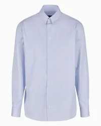 Giorgio Armani OFFICIAL STORE Camicia Regular Fit In Cotone Rigato Azzuro