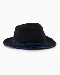 Giorgio Armani OFFICIAL STORE Cappello In Lapin Con Ricamo A Contrasto Bicolore