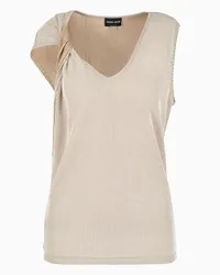 Giorgio Armani OFFICIAL STORE Top Girocollo In Viscosa A Coste Beige