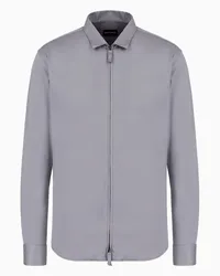 Giorgio Armani OFFICIAL STORE Camicia Con Zip In Jersey Di Cotone Grigio