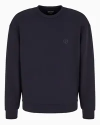 Giorgio Armani OFFICIAL STORE Felpa Girocollo In Cotone E Cashmere Blu