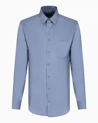 Giorgio Armani OFFICIAL STORE Camicia Slim Fit In Twill Di Seta Blu