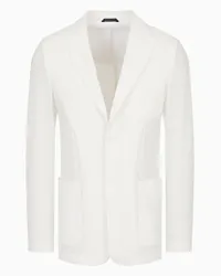 Giorgio Armani OFFICIAL STORE Giacca Monopetto In Gaufré Tecnico Bianco