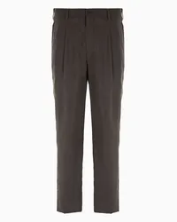 Giorgio Armani OFFICIAL STORE Pantaloni A Due Pinces In Twill Misto Seta Tortora