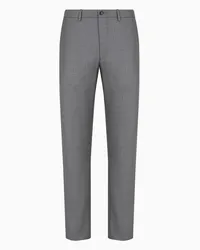 Giorgio Armani OFFICIAL STORE Pantaloni Flat Front In Gabardine Di Lana E Cashmere Grigio