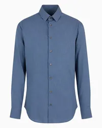 Giorgio Armani OFFICIAL STORE Camicia Slim Fit In Cotone Blu