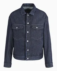 Giorgio Armani OFFICIAL STORE Denim Collection Blouson In Denim Di Cotone Chevron Blu