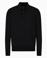 Giorgio Armani OFFICIAL STORE Polo A Maniche Lunghe In Lana Vergine Nero