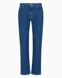 Giorgio Armani OFFICIAL STORE Pantalone 5 Tasche Regular Fit In Denim Di Cotone Stretch Blu