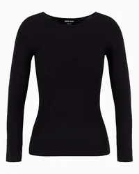 Giorgio Armani OFFICIAL STORE Maglia A Maniche Lunghe In Viscosa Punto Links Nero