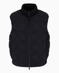 Giorgio Armani OFFICIAL STORE Gilet In Twill Tecnico Imbottito In Piuma Blu