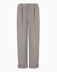 Giorgio Armani OFFICIAL STORE Pantaloni A Una Pince In Misto Viscosa E Lana Jacquard Beige