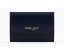 Giorgio Armani OFFICIAL STORE Mini Portafoglio Trifold La Prima In Pelle Palmellata Blu