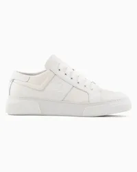 Giorgio Armani OFFICIAL STORE Sneakers In Pelle E Tessuto Bianco