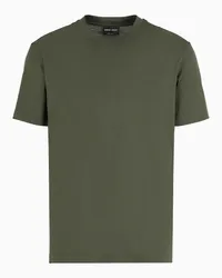 Giorgio Armani OFFICIAL STORE T-shirt In Jersey Rasato Di Misto Seta E Cotone Verde