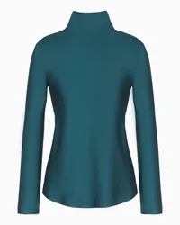 Giorgio Armani OFFICIAL STORE Blusa A Maniche Lunghe In Doppio Raso Di Seta Verde