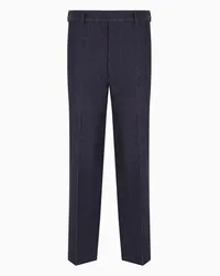 Giorgio Armani OFFICIAL STORE Pantaloni A Una Pince In Cotone Stretch Blu