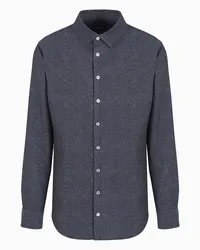 Giorgio Armani OFFICIAL STORE Denim Collection Camicia In Lana Vergine, Viscosa E Seta Blu