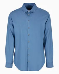 Giorgio Armani OFFICIAL STORE Denim Collection Camicia In Denim Di Cotone Blu