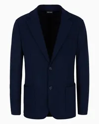 Giorgio Armani OFFICIAL STORE Giacca Monopetto Linea Upton In Seta E Cotone Blu