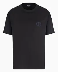 Giorgio Armani OFFICIAL STORE T-shirt Girocollo In Interlock Di Cotone Nero